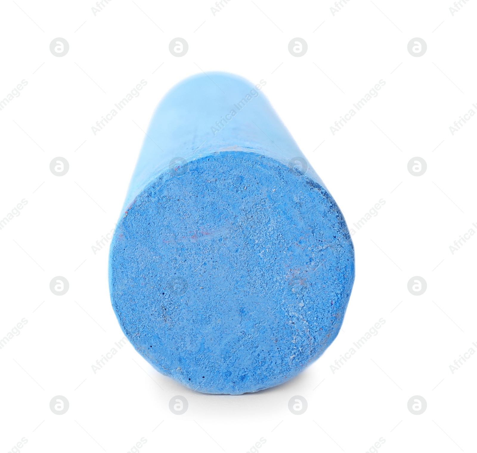 Photo of Piece of blue chalk on white background