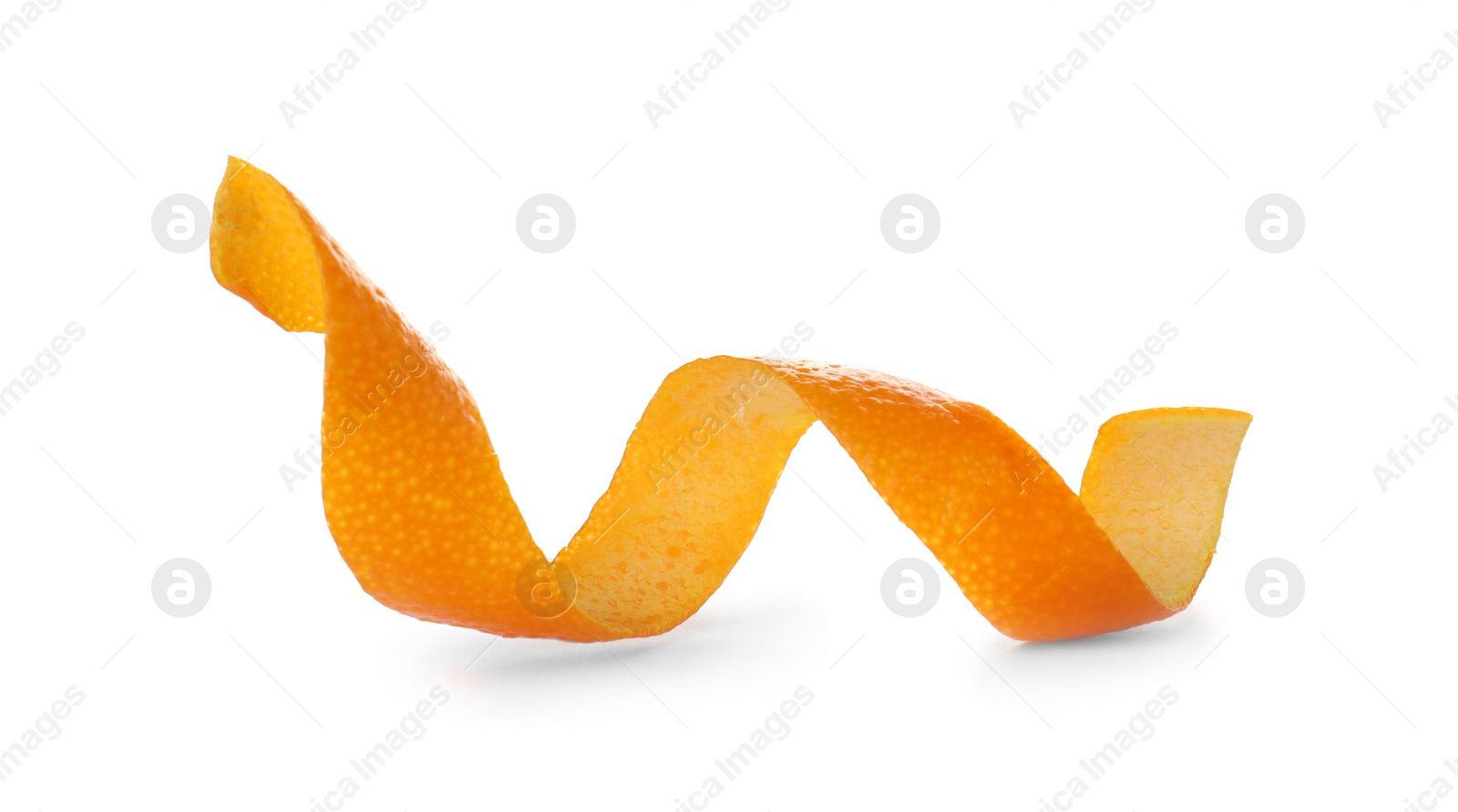 Photo of Fresh orange peel on white background. Healthy fruit