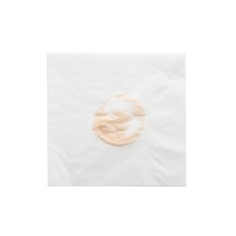 Photo of Paper napkin with coffee stain on white background, top view