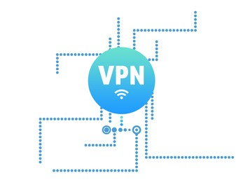 Illustration of Concept of secure network connection. Acronym VPN on white background, illustration