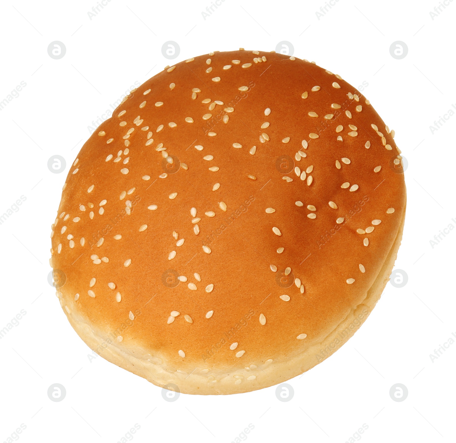 Photo of One fresh hamburger bun isolated on white
