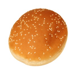 One fresh hamburger bun isolated on white