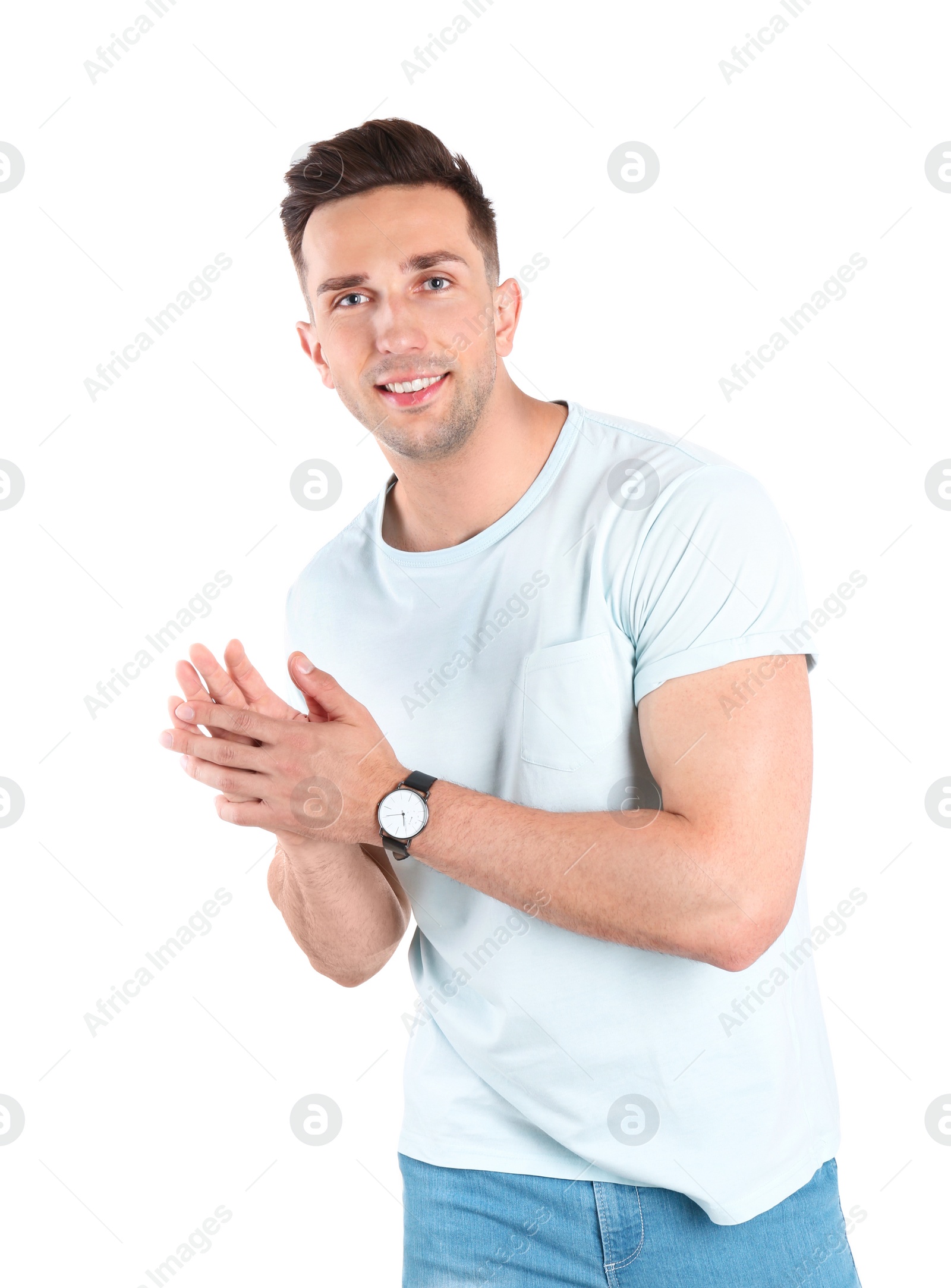 Photo of Portrait of handsome man isolated on white