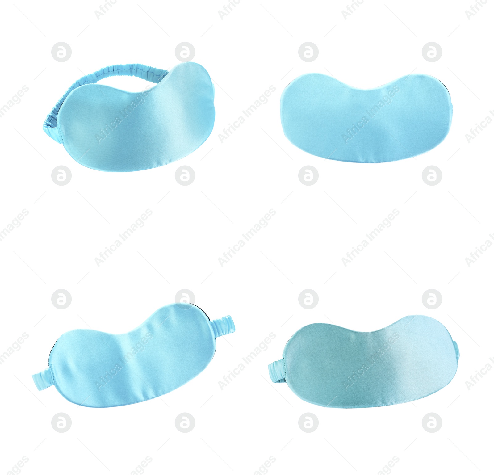 Image of Set of sleeping eye masks on white background