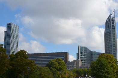 Beautiful view of cityscape with modern buildings on sunny day