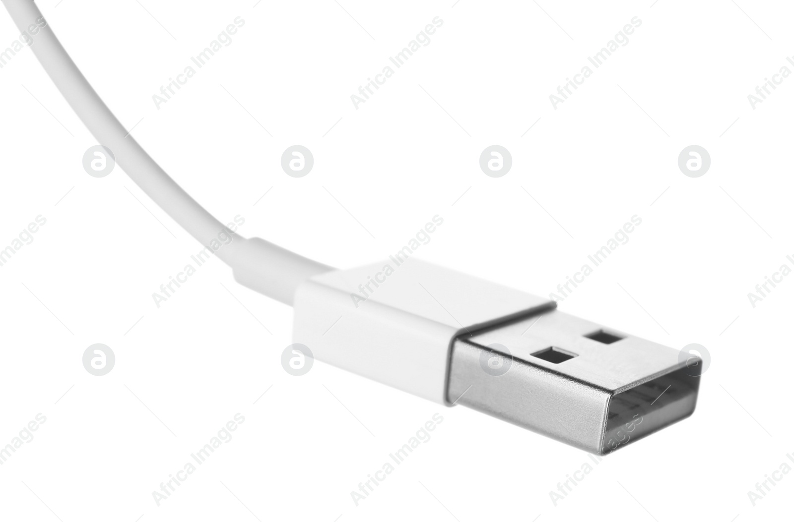 Photo of USB cable isolated on white. Modern technology