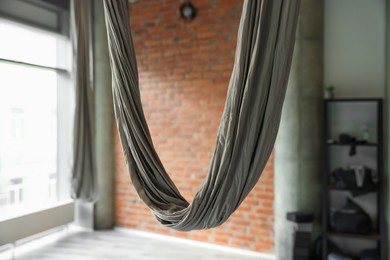 Photo of One hammock for fly yoga in studio, closeup