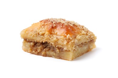 Photo of Eastern sweets. Piece of tasty baklava isolated on white