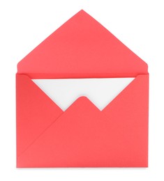 Letter envelope with card on white background