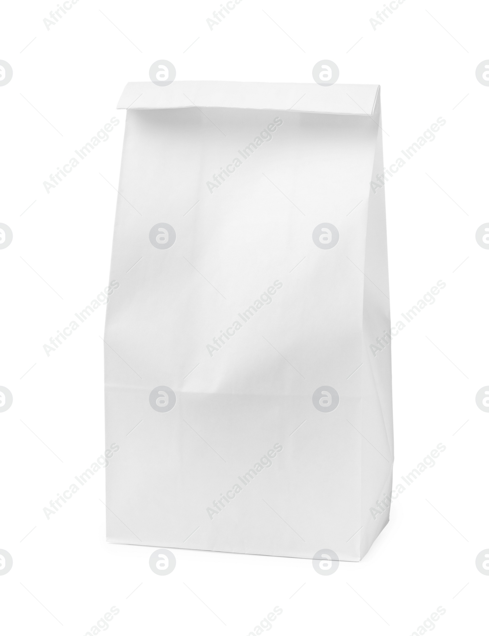 Photo of Closed paper grocery bag isolated on white