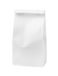 Photo of Closed paper grocery bag isolated on white