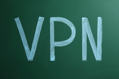 Photo of Acronym VPN (Virtual Private Network) written on chalkboard