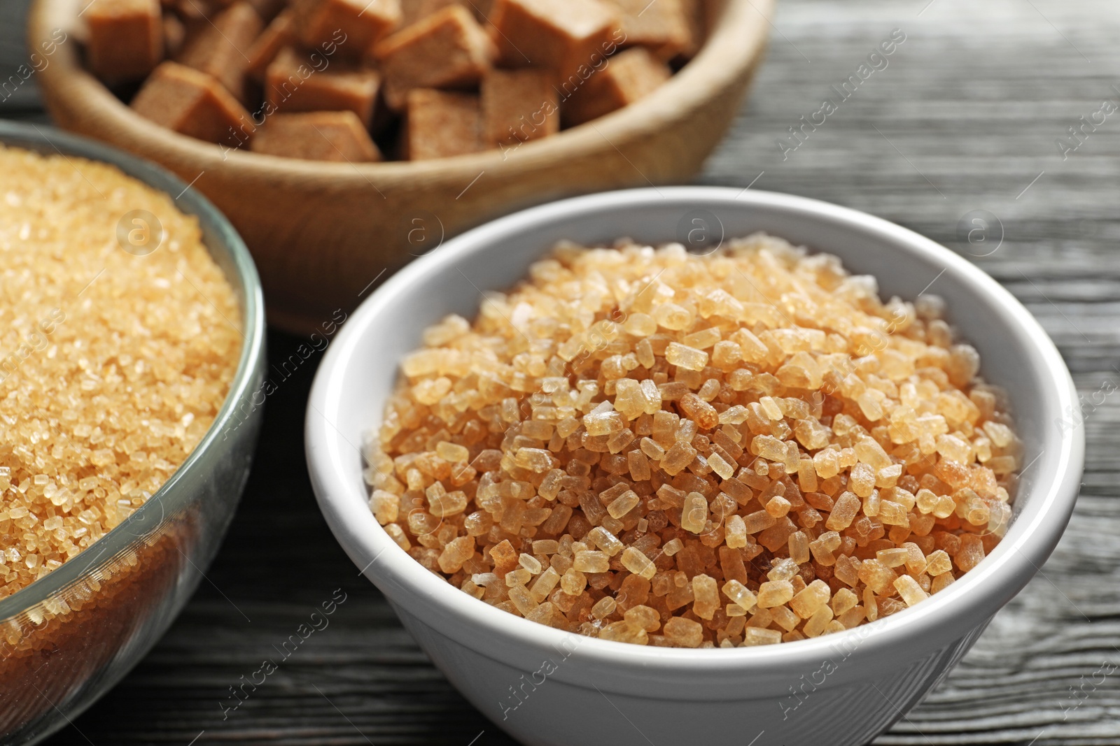 Photo of Bowl with brown sugar, closeup