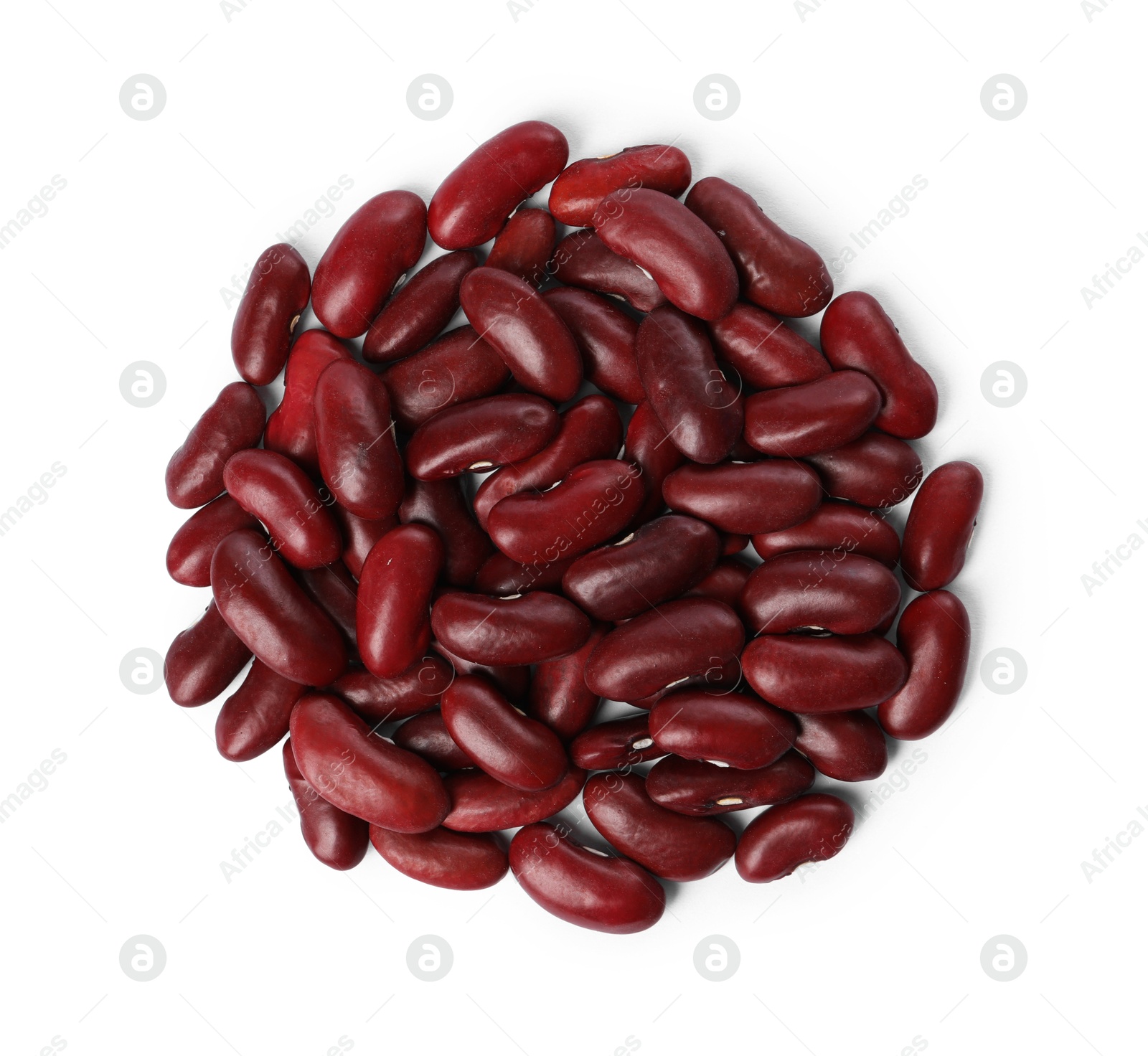 Photo of Dry kidney beans isolated on white, top view