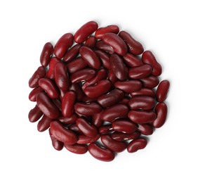 Photo of Dry kidney beans isolated on white, top view