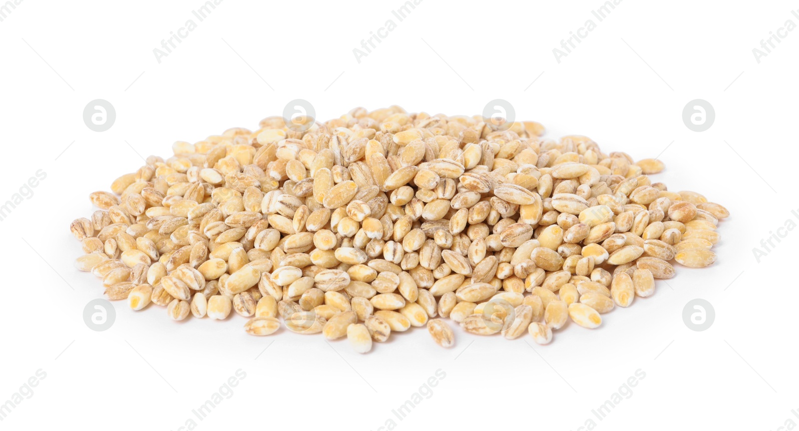 Photo of Pile of pearl barley groats isolated on white