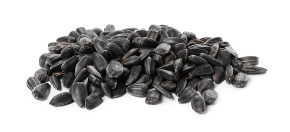 Pile of sunflower seeds isolated on white