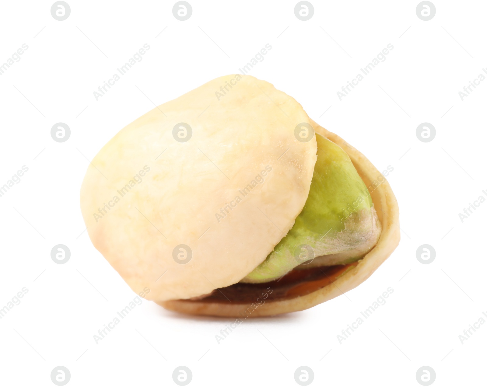 Photo of One tasty pistachio nut isolated on white