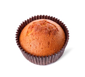 Photo of One delicious sweet muffin isolated on white