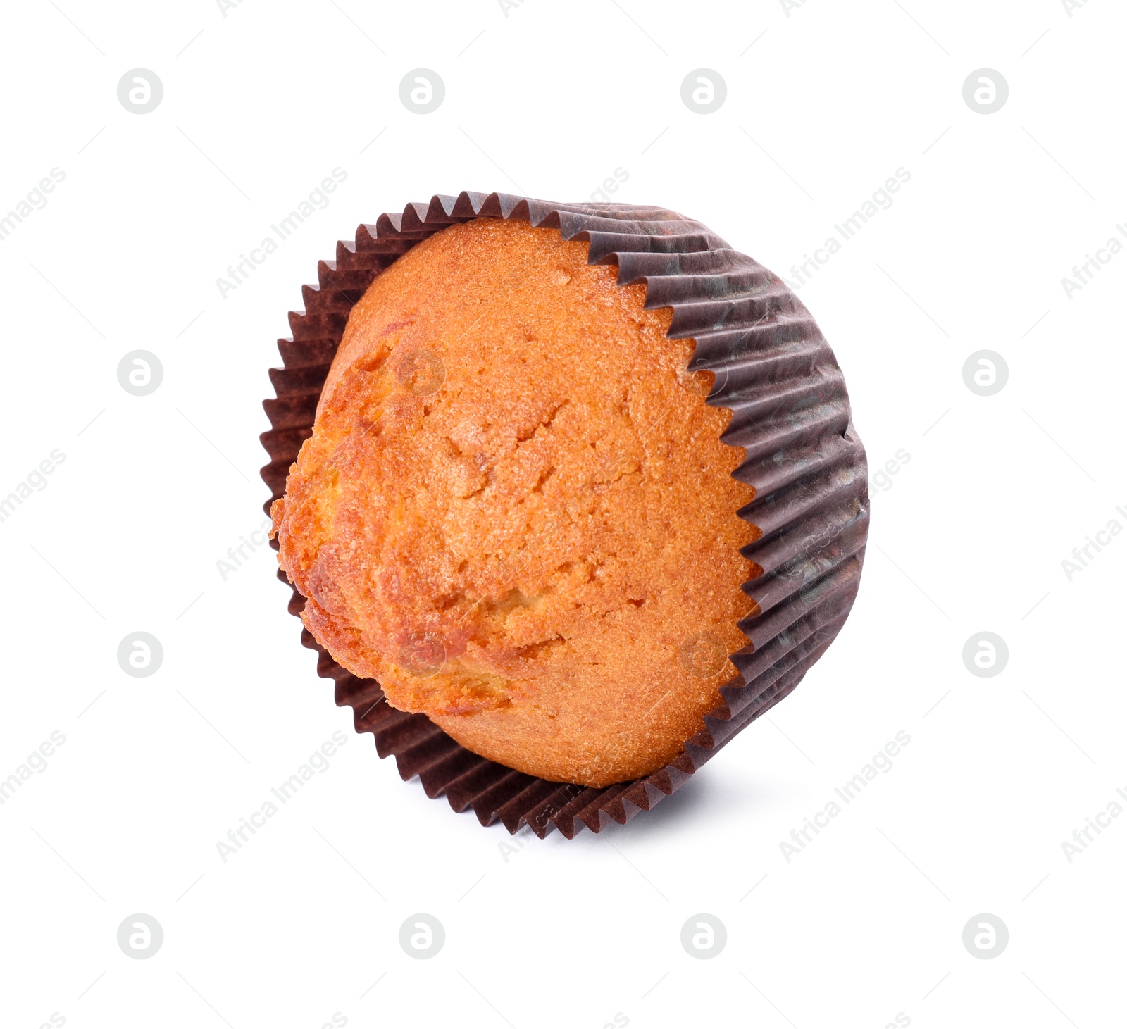 Photo of One delicious sweet muffin isolated on white