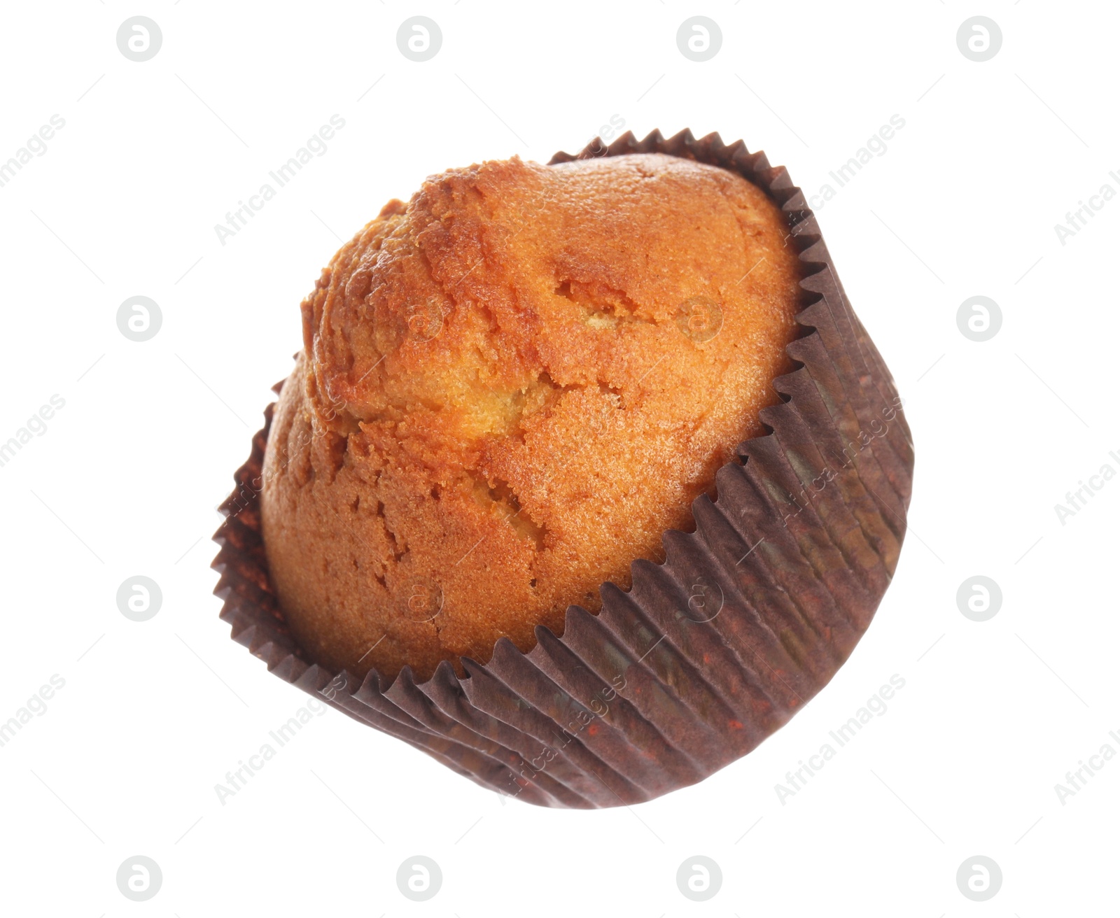 Photo of One delicious sweet muffin isolated on white