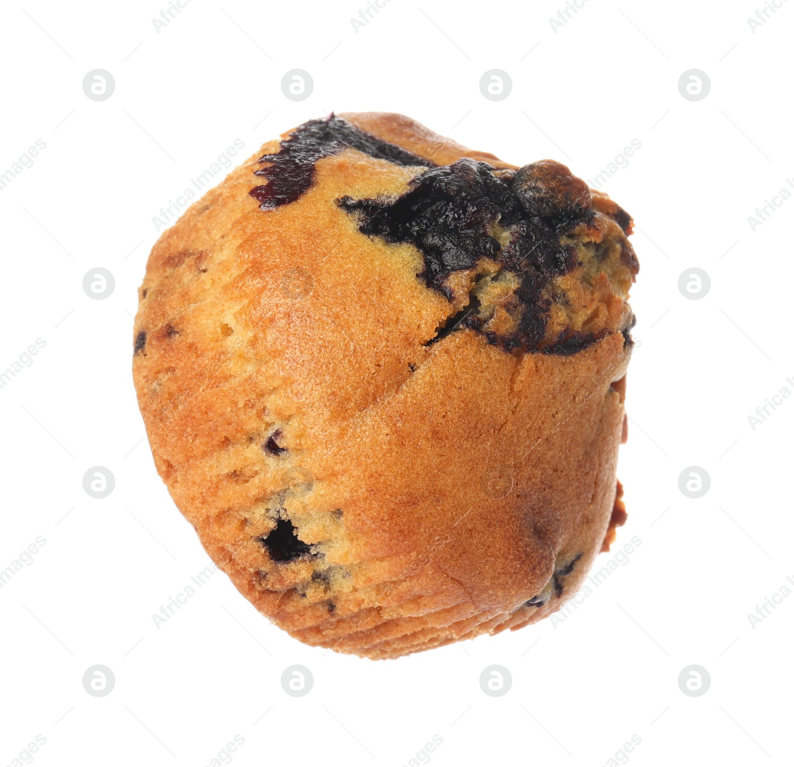 Photo of Delicious sweet muffin with blueberry isolated on white