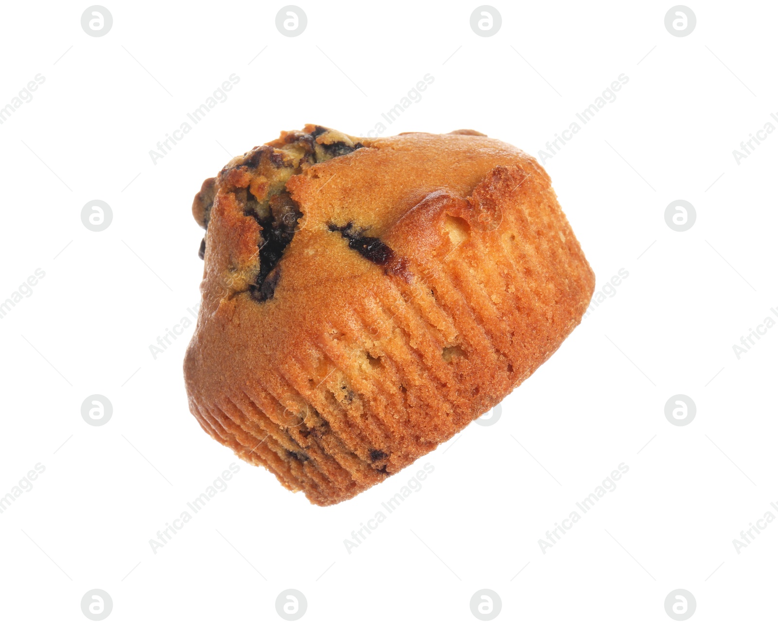 Photo of Delicious sweet muffin with blueberry isolated on white