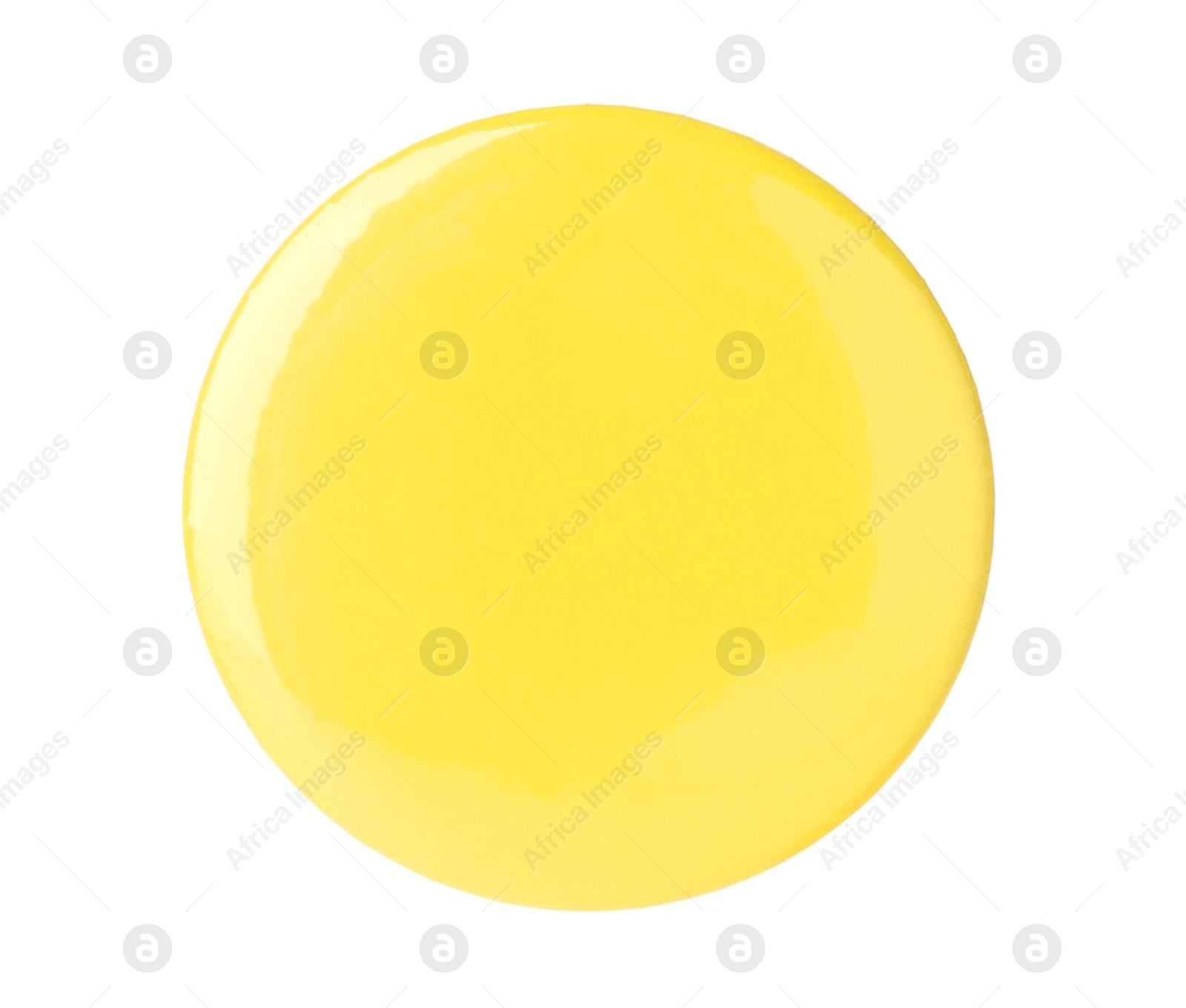 Photo of One yellow button badge isolated on white. Mockup for design