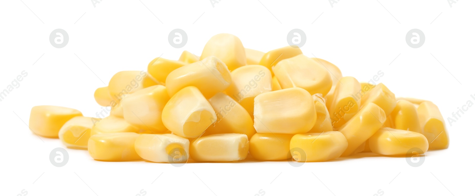 Photo of Pile of fresh corn kernels isolated on white