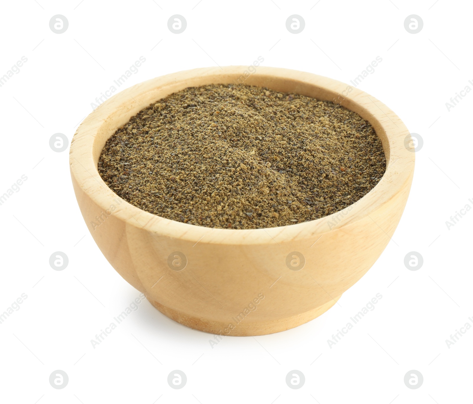 Photo of Superfood powder in bowl isolated on white