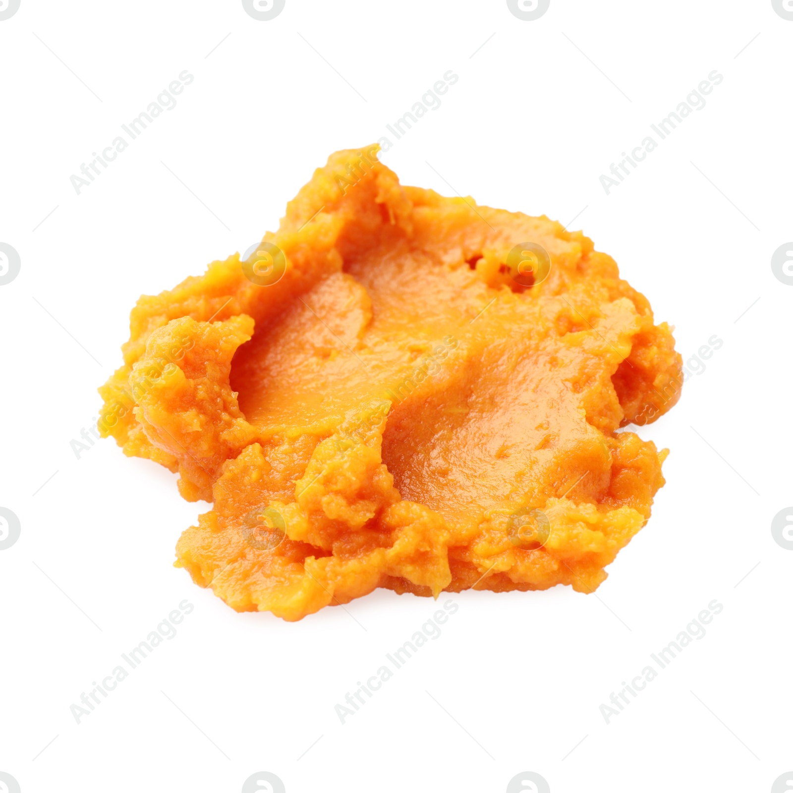 Photo of Delicious mashed sweet potatoes isolated on white