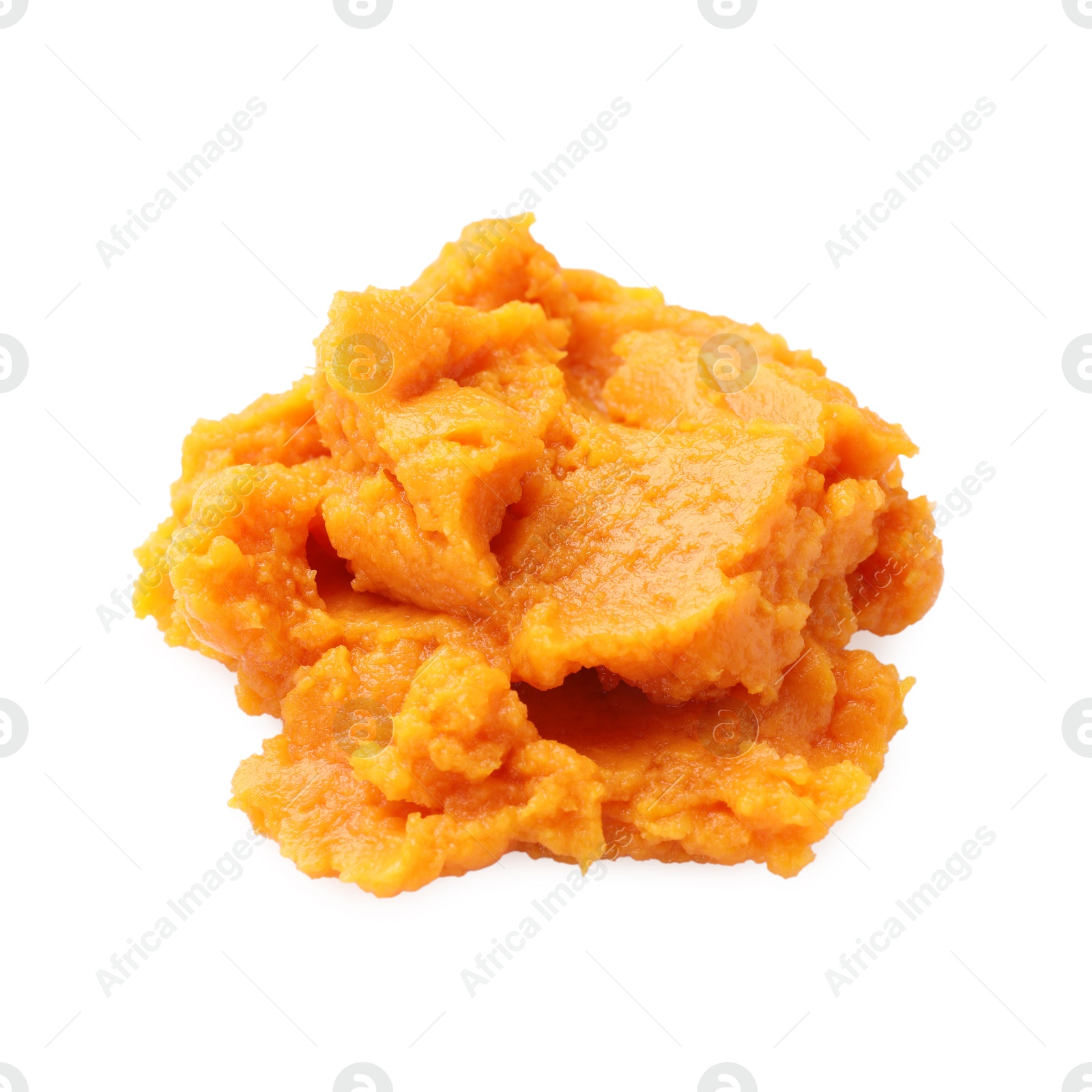 Photo of Delicious mashed sweet potatoes isolated on white