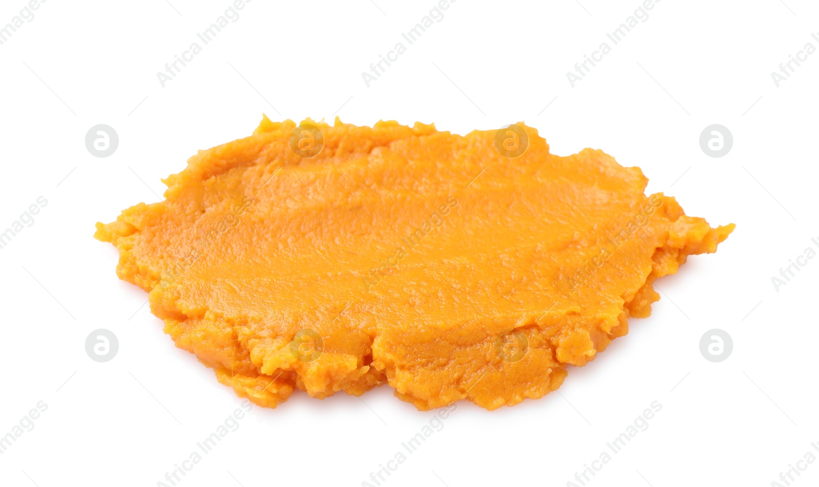 Photo of Delicious mashed sweet potatoes isolated on white