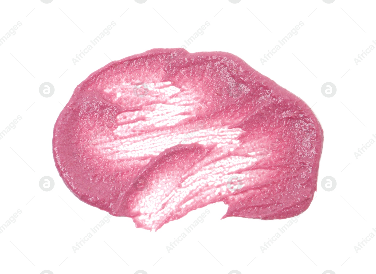 Photo of Tasty beetroot hummus isolated on white, top view