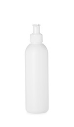 Photo of One blank bottle of shampoo isolated on white