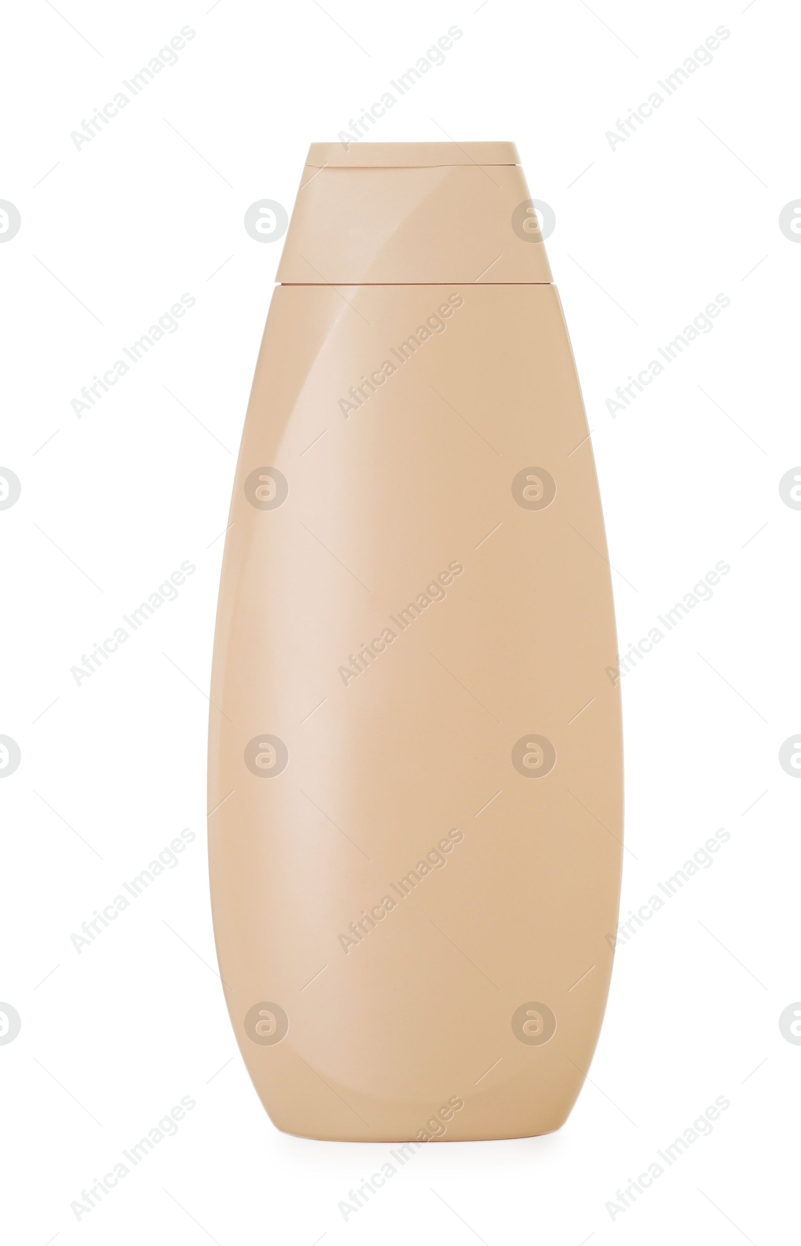 Photo of One blank bottle of shampoo isolated on white