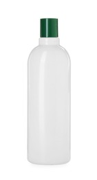 Photo of One blank bottle of shampoo isolated on white