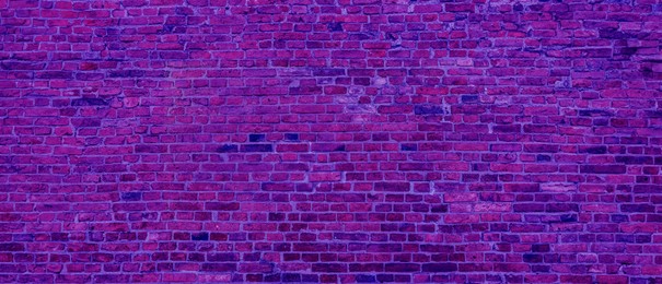 Violet blue brick wall, banner design. Halloween background