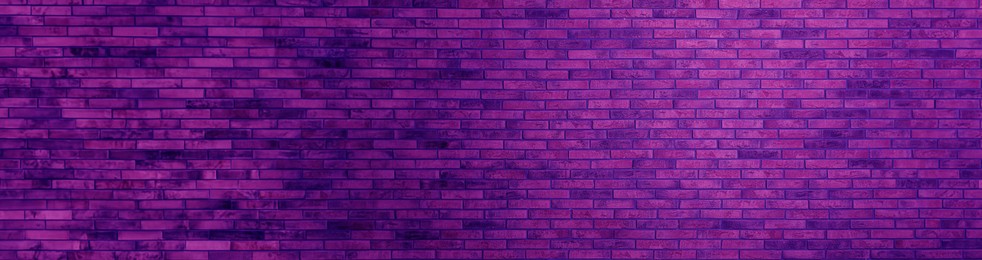 Violet purple brick wall, banner design. Halloween background