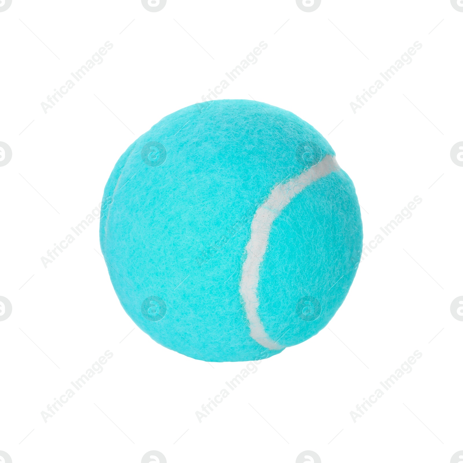 Image of One cyan tennis ball isolated on white