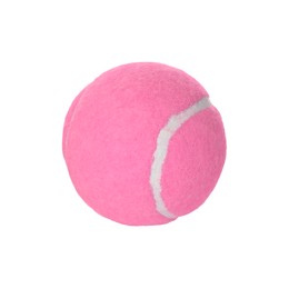 Image of One pink tennis ball isolated on white