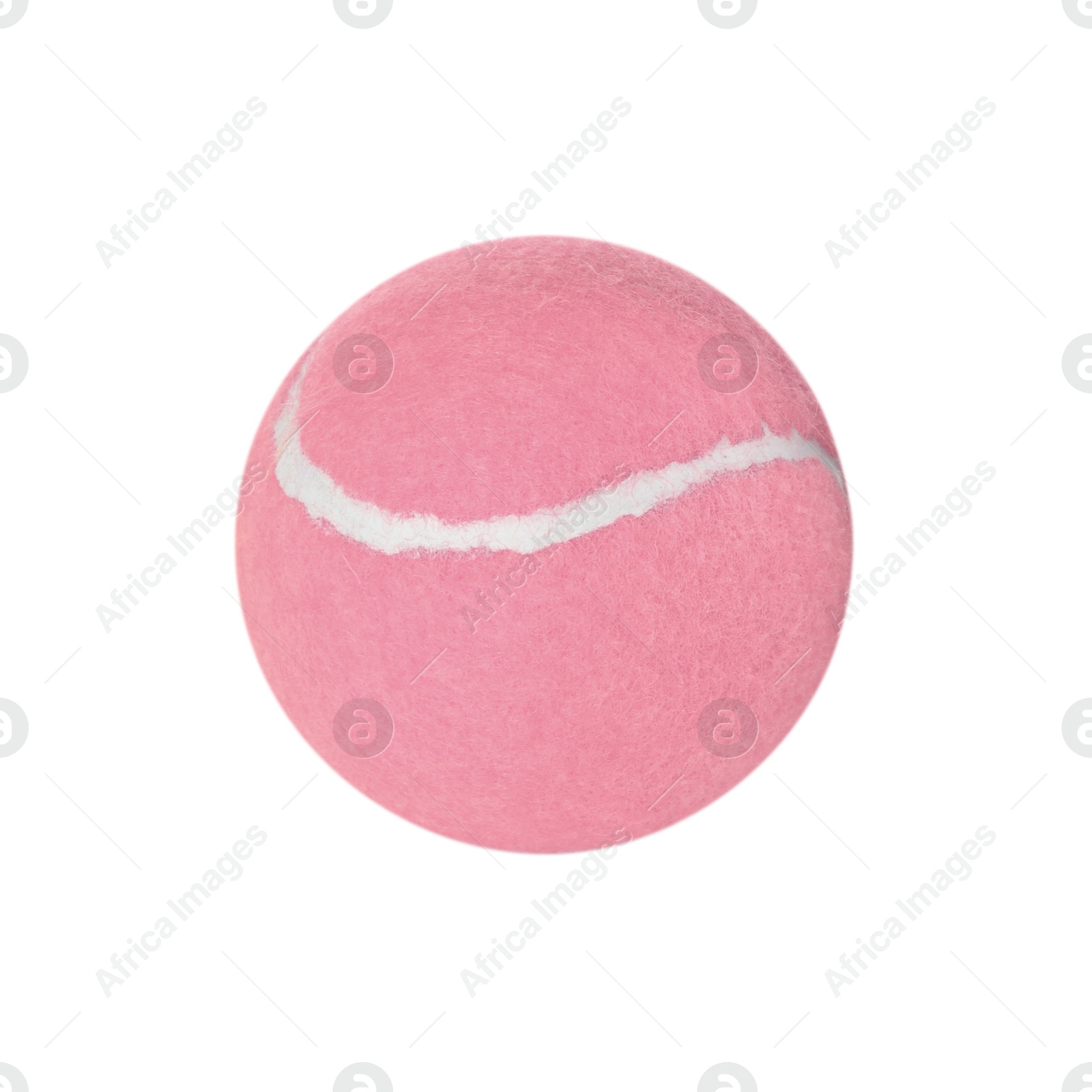 Image of One pink tennis ball isolated on white