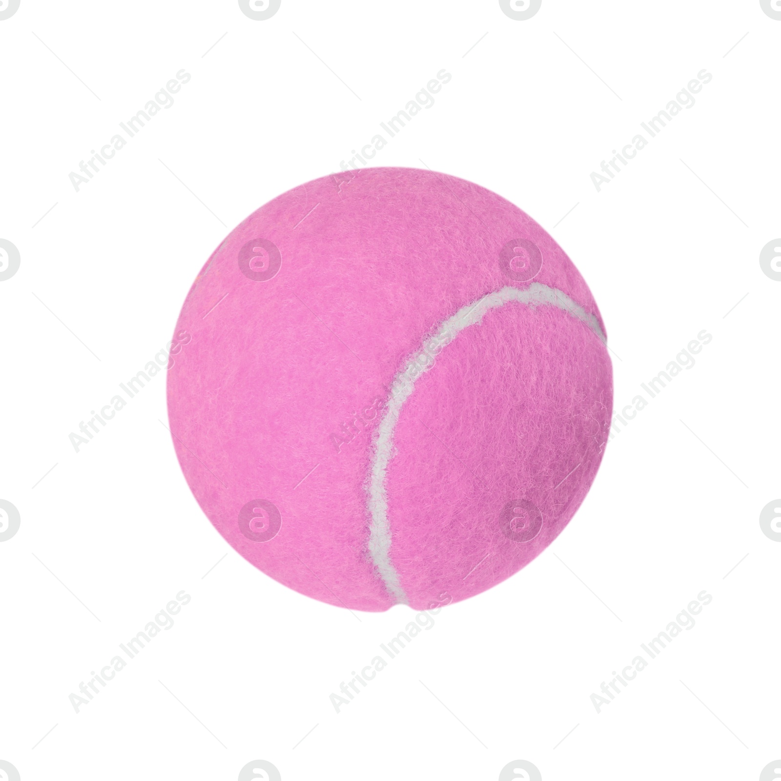 Image of One pink tennis ball isolated on white