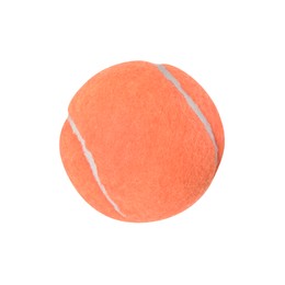 Image of One orange tennis ball isolated on white