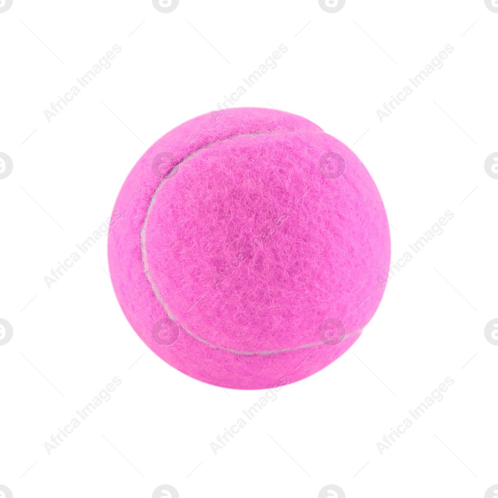 Image of One pink tennis ball isolated on white