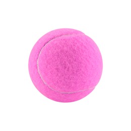 Image of One pink tennis ball isolated on white