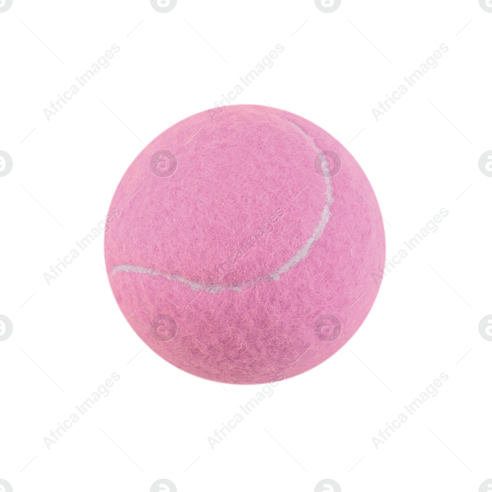 Image of One pink tennis ball isolated on white