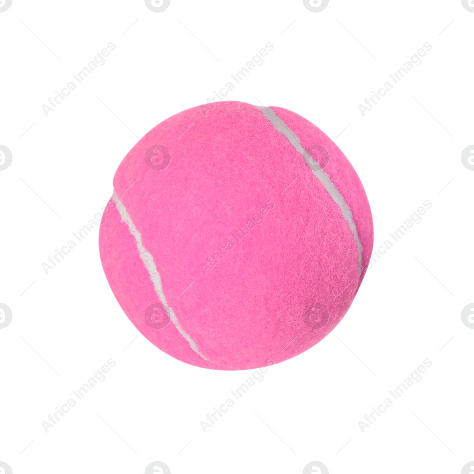 Image of One pink tennis ball isolated on white