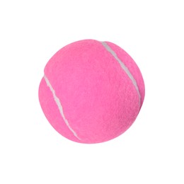 Image of One pink tennis ball isolated on white