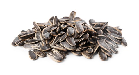 Pile of sunflower seeds isolated on white